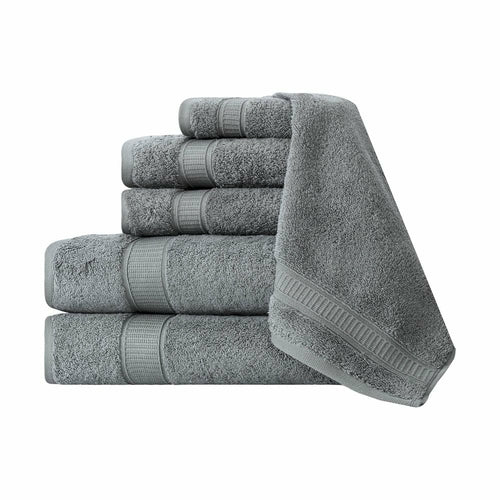 Luxury Turkish Cotton Bath Towel Set of 6 — Soft Absorbent Hotel-Grade Towels